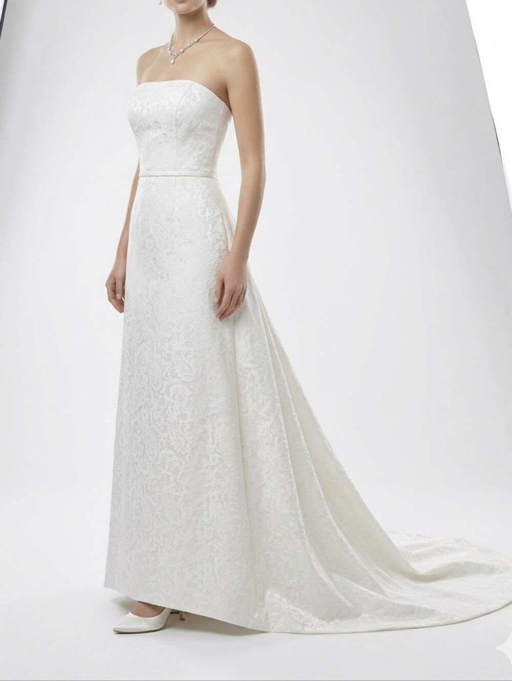 Strapless Mikaella wedding dress Blue Bird Dress a-line white jacquard Size 12